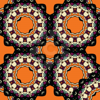 Vintage ethnic seamless pattern. Indian ornament. Stylized kaleidoscopic floral pattern mandala
