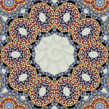 Unusual seamless tiles vector design like mandala with copyspace in the center.