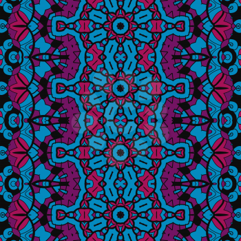 Traditional Ottoman Turkish Design in Blue. Arabesque seamless pattern. Background vintage texture vector. Fabric illustration.