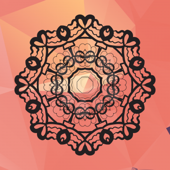 Ornament card with mandala like design. Geometric circle element made in vector, kaleidoscope,  medallion, yoga, indian, arabic 