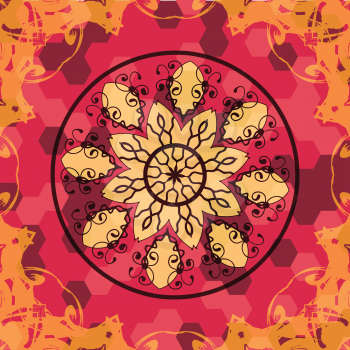 Mandala like lace in red colors on a square wallpaper