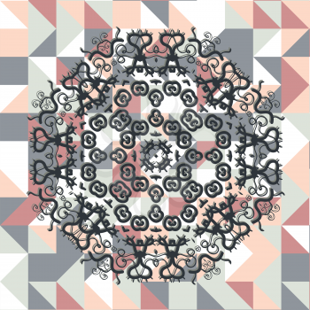 Mandala over square triangles background