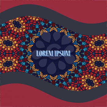 Stylized Oriental Postcard. Round Ornamental Symmetry Pattern. Vintage decorative element. Hand drawn artwork. Islamic, Arabic, Persian, Indian, Ottoman Artwork.