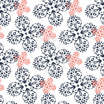 Print Seamless. Red and Gray abstract Symmetry blobs Shapes.