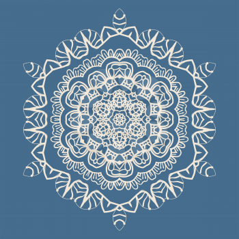 Outlined Mandala Background for greeting card, Brochure, Card or Invitation with Islamic, Arabic, Indian, Ottoman, Asian motifs. Abstract Retro Stylized flowers wallpaper Seamless Blue Color