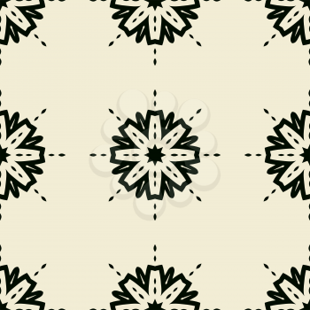 Seamless Print with Stylized flowers over light Yellow background.