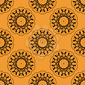 Symmetric seamless wallpaper pattern based on oriental henna painting. Retro Ornate Mandala based design  for greeting card, Brochure, Card or Invitation with Islamic, Arabic, Indian, Ottoman, Asian m