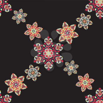 Seamless Stylized flowers Wallpaper. Round frame Mandala. Circular Ornamental Pattern. Vintage decorative elements. Hand drawn background. Islamic, Arabic, Indian, Ottoman, Asian motifs. Endless patte
