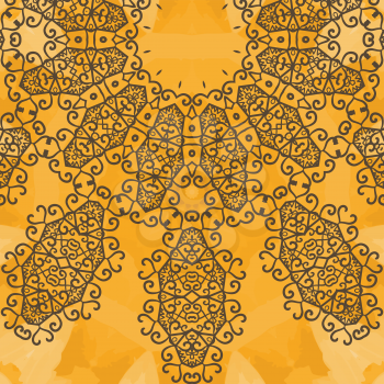 Indian Yoga Ornament, kaleidoscopic floral pattern, yantra. Seamless ornament lace.Oriental vector pattern. Islamic,Arabic, Indian, Turkish, Pakistan, Chinese, Asian, Moroccan, Ottoman motifs.