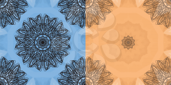 Oriental Invitation Cover Print. Yoga Ornament, kaleidoscopic yantra flyer. Seamless ornament lace. Oriental vector pattern. Islamic,Arabic, Indian, Turkish, Pakistan, Chinese, Asian, Moroccan, Ottoma