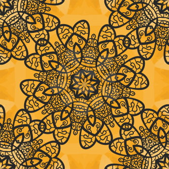 Elegant Seamless Ornamental Mandala Print on Watercolor Texture background. Vintage decorative element on endless texture.Hand drawn design element. Islamic, Arabic, Indian, Asian, Ottoman motifs.