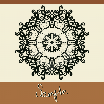 Invitation cover with mandala like oriental outlined lace