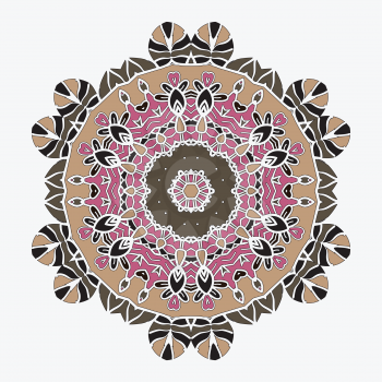 Stylized Oriental Print. Mandala like Symmetrical Lace on light background. Vintage decorative elements. Colorful Hand drawn background. Islamic, Arabic, Indian, Asian, Ottoman motifs.