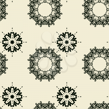 Seamless Tile Print with stylized oriental flowers of different size