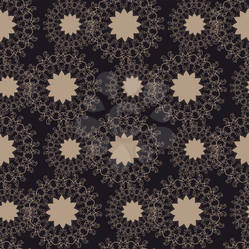 Brown Seamless Tile with Abstract Stylized Flowers
