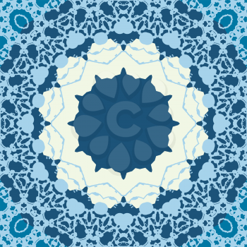 Blue Seamless abstract background with round lace pattern. Retro Ornate Mandala Background for greeting card, Brochure, Card or Invitation with Islamic, Arabic, Indian, Ottoman, Asian motifs.