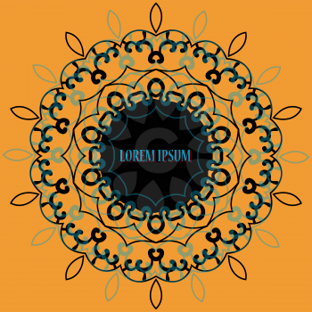Outlined ornate mandala and round frame for text. Retro Ornate Mandala based design  for greeting card, Brochure, Card or Invitation with Islamic, Arabic, Indian, Ottoman, Asian motifs.