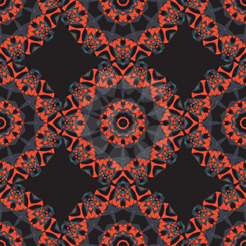 Red Seamless Round Mandala Wallpaper. Round frame Mandala. Circular Ornamental Pattern. Vintage decorative elements. Hand drawn background. Islamic, Arabic, Indian, Ottoman, Asian motifs. Endless patt