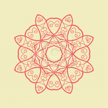 Red Mandala Pattern Print on Yellow Background