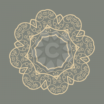 Mandala Doodle Print on Gray Background