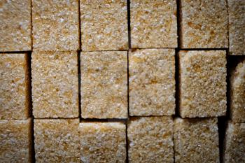 Brown sugar cibes in rows in pack top view