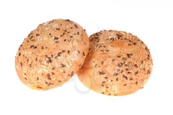 bun with sesame isolated on white background