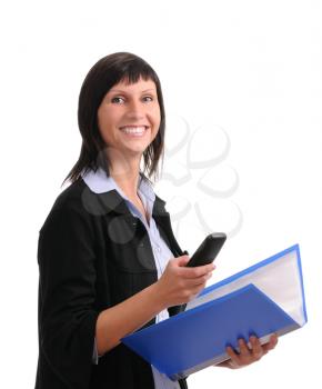 Royalty Free Photo of a Businesswoman Holding a Binder
