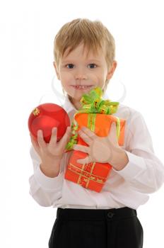 Royalty Free Photo of a Child Holding a Present