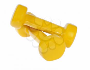 Royalty Free Photo of Yellow Dumbbells