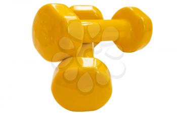 Royalty Free Photo of Yellow Dumbbells