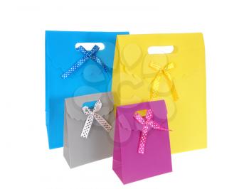 the multi-coloured package isolated on white background                                                   