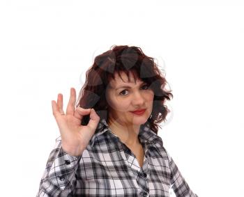 Royalty Free Photo of a Woman Showing an Okay Sign