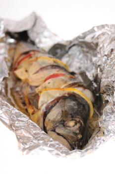 Royalty Free Photo of a Mackerel Prepared in Foil