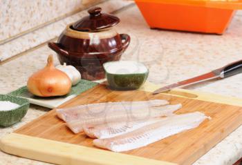 Royalty Free Photo of Meal Preparation in a Kitchen