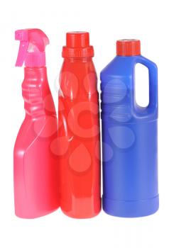 Plastic multi-coloured bottle isolated on a white background