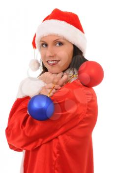 Royalty Free Photo of a Woman Holding a Christmas Decoration