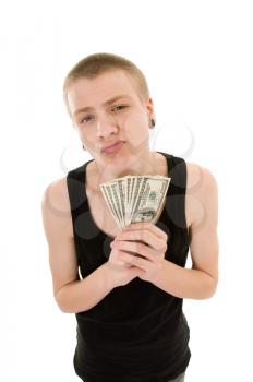 Royalty Free Photo of a Teenager Holding Money