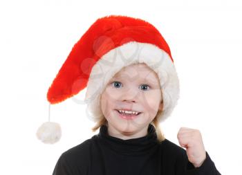 Royalty Free Photo of a Child Wearing a Santa Hat