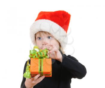 Royalty Free Photo of a Boy Holding a Present