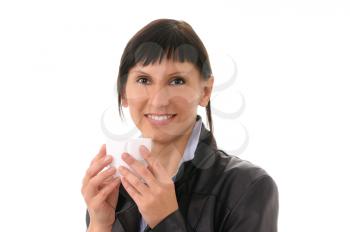 Royalty Free Photo of a Woman Holding a Cup