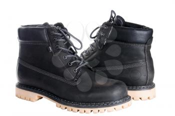 black working boots isolated on white background