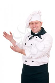 smiling man cook  isolated on white background