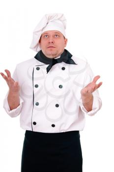 surprised chef isolated on the white background