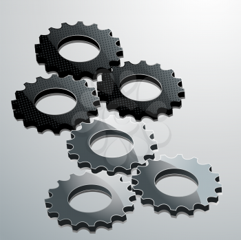 Royalty Free Clipart Image of Black and Silver Cogs