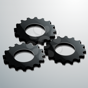 Royalty Free Clipart Image of Black Textured Cogs