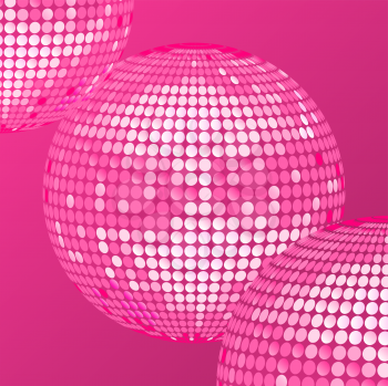 Royalty Free Clipart Image of an Abstract Pink Disco Ball Background