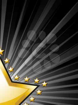 Royalty Free Clipart Image of an Abstract Gold Star Background With Light Rays