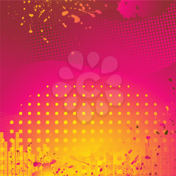 Royalty Free Clipart Image of an Abstract Pink and Orange Grunge Splattered Background