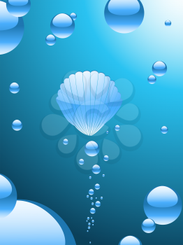 Royalty Free Clipart Image of a Shell Water Bubble