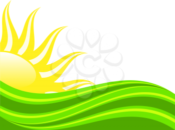 Royalty Free Clipart Image of an Abstract Illustration of a Sun Rising